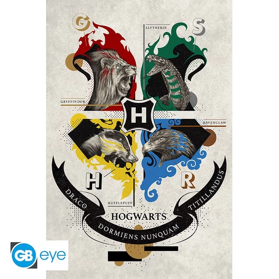Harry Potter 4 ház poszter (91,5x61 cm)