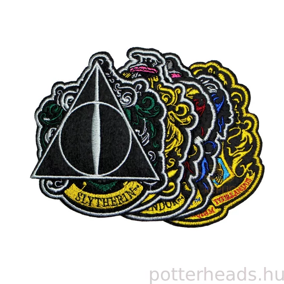 Harry Potter Házcímeres és Halál Ereklyéi Vasalt/Felvarrható 6 darabos Kitűző Szett